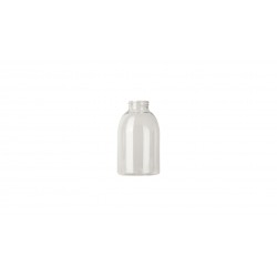 Pot en PET cylindrique transparent 250 ml avec couvercle à vis en plastique  blanc 70/400